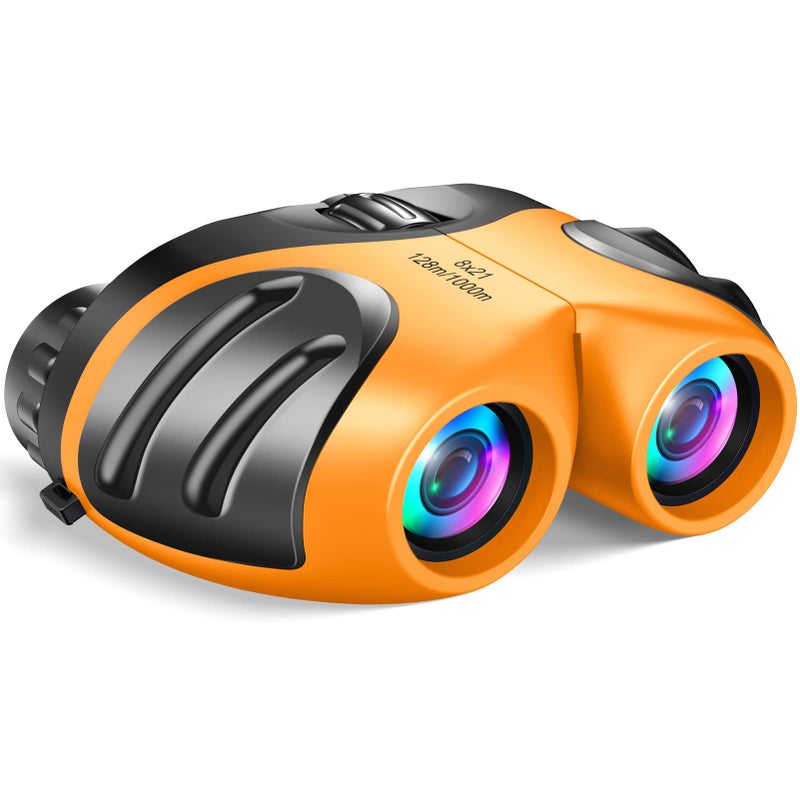 LET'S GO! Outdoor Toys for 3-8 Year Old Boys, Compact Watreproof Binocular for Kids Boys Easter Gifts for Boy Age 3-8 Christmas Stocking Stuffers for Grandkids Easter Gifts for Girls Orange - Image 1
